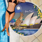 Kangaroo Australia Personalised Beach Blanket Aussie Pride Golden Wattle Sydney Opera House