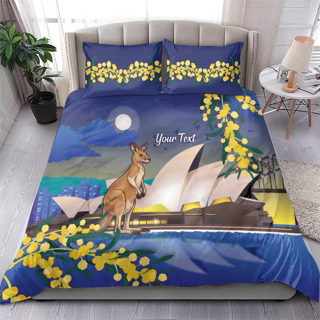 Kangaroo Australia Personalised Bedding Set Aussie Pride Golden Wattle Sydney Opera House
