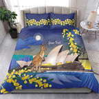 Kangaroo Australia Personalised Bedding Set Aussie Pride Golden Wattle Sydney Opera House