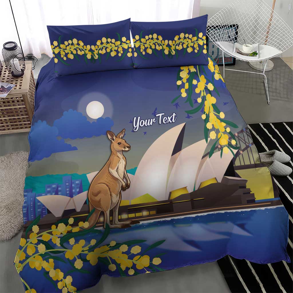 Kangaroo Australia Personalised Bedding Set Aussie Pride Golden Wattle Sydney Opera House