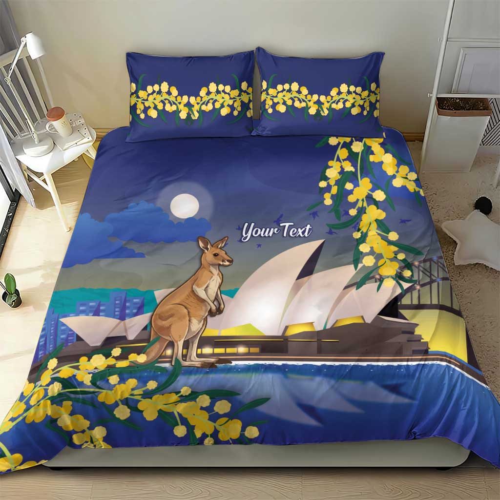 Kangaroo Australia Personalised Bedding Set Aussie Pride Golden Wattle Sydney Opera House