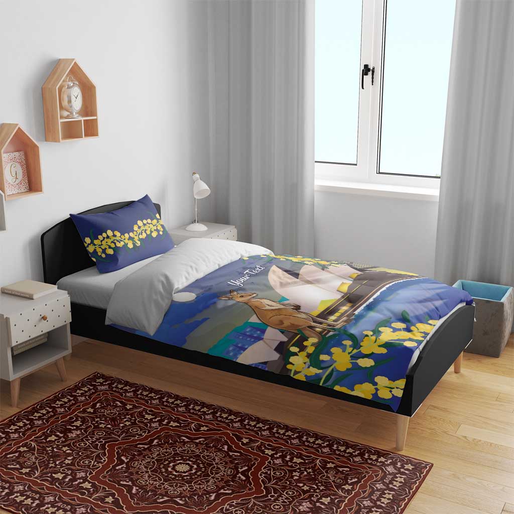 Kangaroo Australia Personalised Bedding Set Aussie Pride Golden Wattle Sydney Opera House