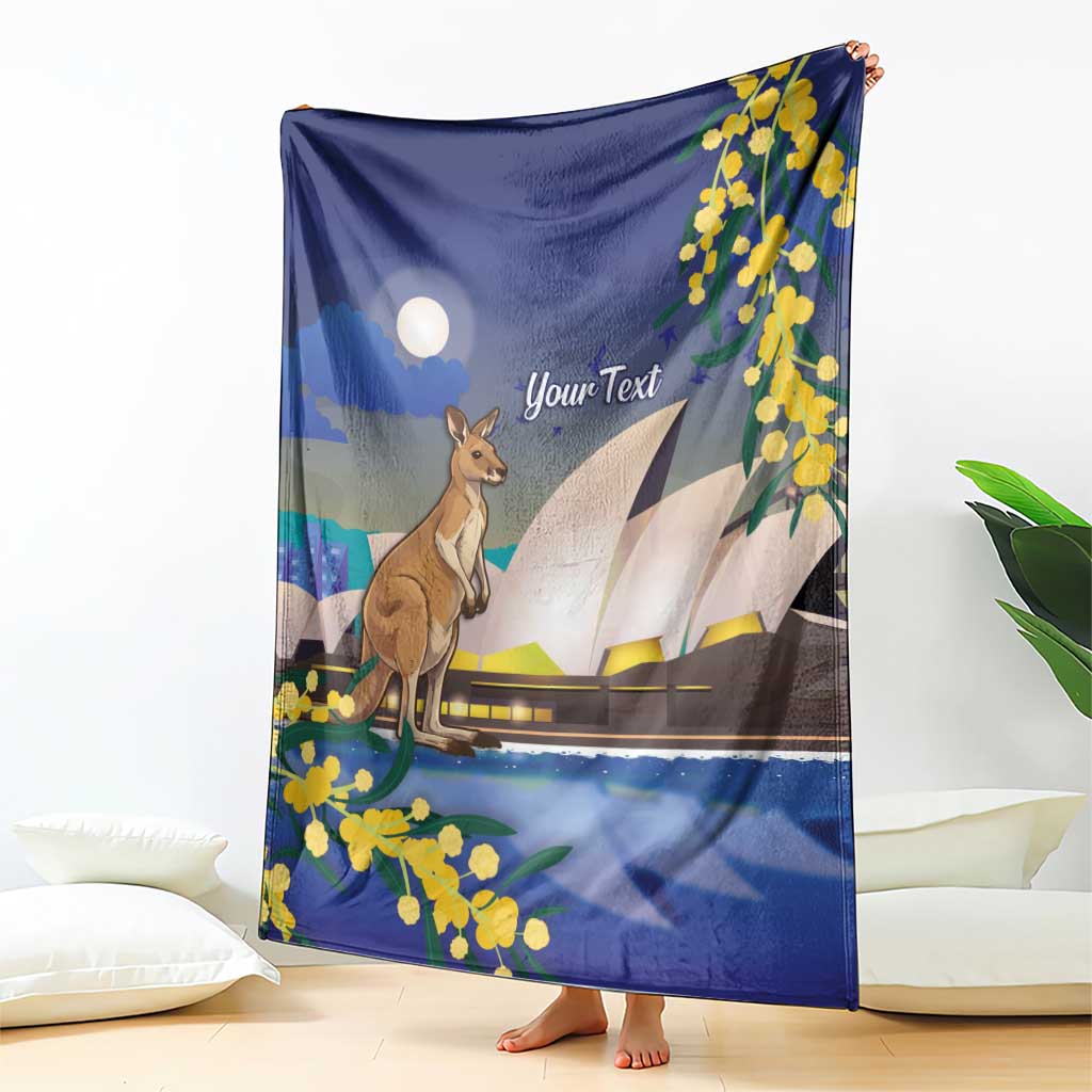 Kangaroo Australia Personalised Blanket Aussie Pride Golden Wattle Sydney Opera House