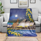 Kangaroo Australia Personalised Blanket Aussie Pride Golden Wattle Sydney Opera House