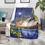 Kangaroo Australia Personalised Blanket Aussie Pride Golden Wattle Sydney Opera House