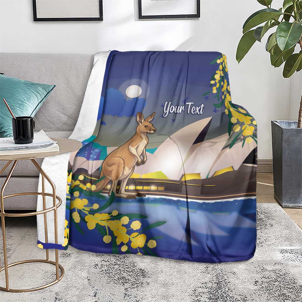 Kangaroo Australia Personalised Blanket Aussie Pride Golden Wattle Sydney Opera House