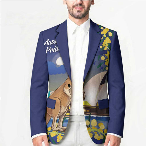 Kangaroo Australia Personalised Blazer Aussie Pride Golden Wattle Sydney Opera House