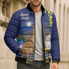Kangaroo Australia Personalised Bomber Puffer Jacket Aussie Pride Golden Wattle Sydney Opera House