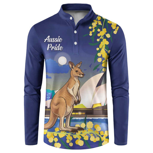 Kangaroo Australia Personalised Button Sweatshirt Aussie Pride Golden Wattle Sydney Opera House