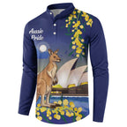 Kangaroo Australia Personalised Button Sweatshirt Aussie Pride Golden Wattle Sydney Opera House