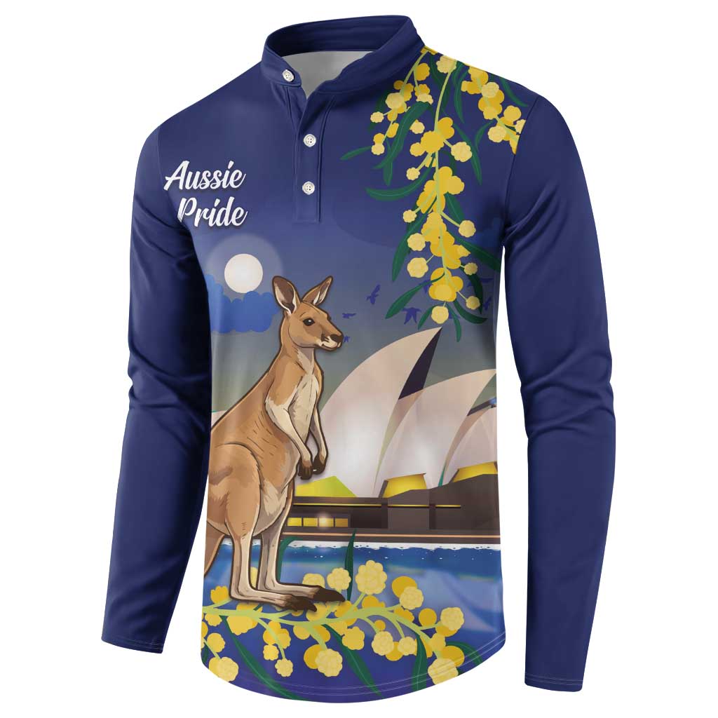 Kangaroo Australia Personalised Button Sweatshirt Aussie Pride Golden Wattle Sydney Opera House