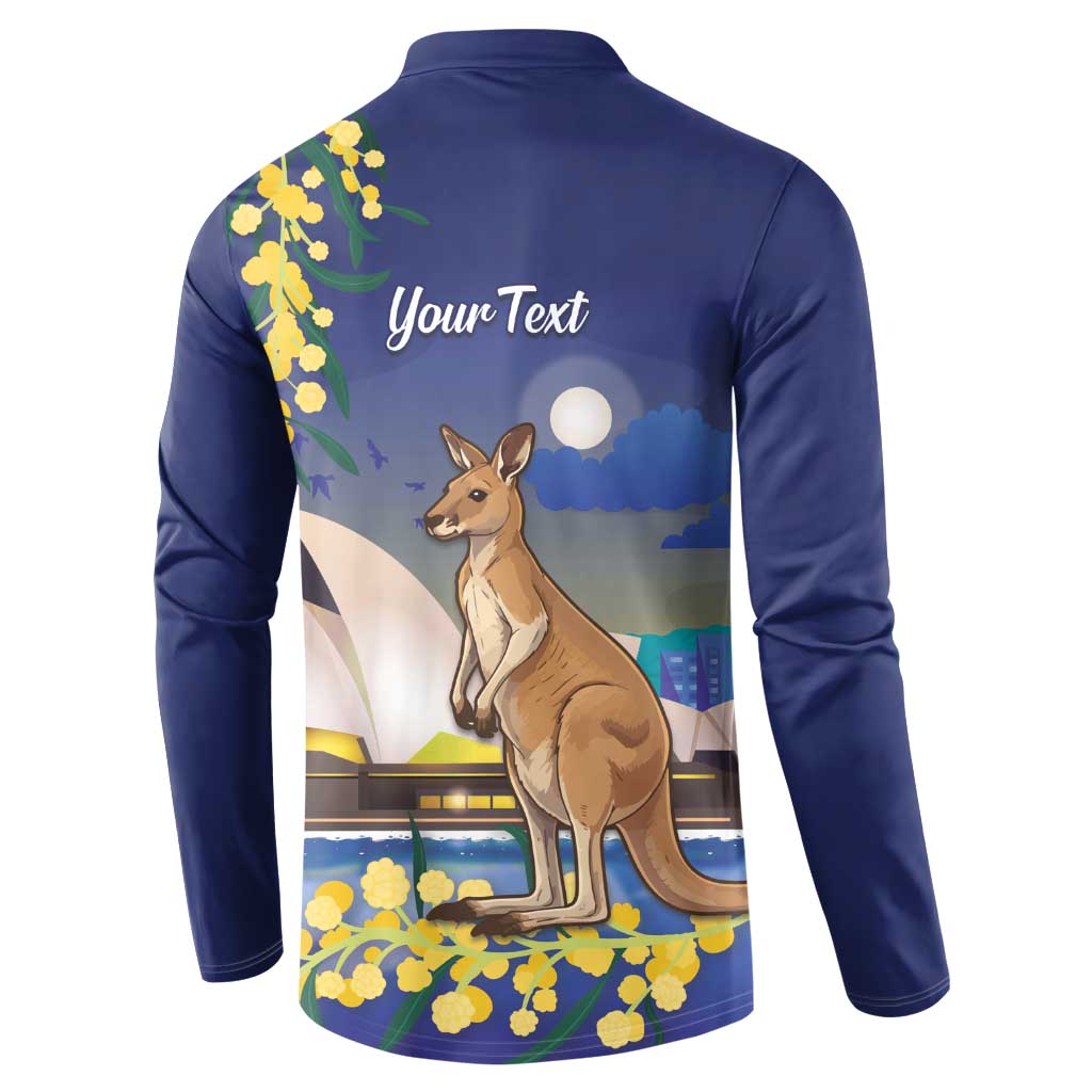 Kangaroo Australia Personalised Button Sweatshirt Aussie Pride Golden Wattle Sydney Opera House