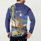 Kangaroo Australia Personalised Button Sweatshirt Aussie Pride Golden Wattle Sydney Opera House