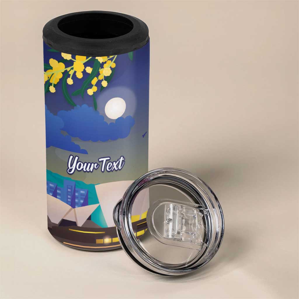 Kangaroo Australia Personalised 4 in 1 Can Cooler Tumbler Aussie Pride Golden Wattle Sydney Opera House