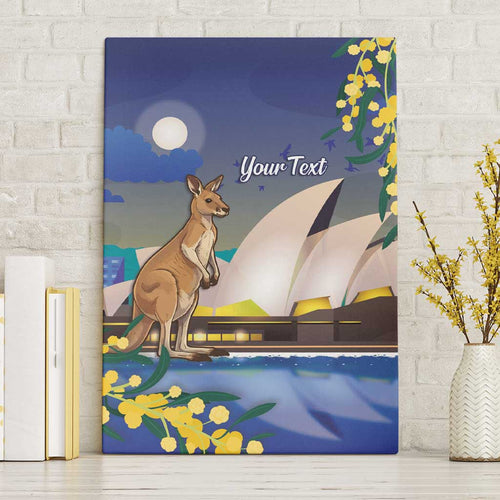 Kangaroo Australia Personalised Canvas Wall Art Aussie Pride Golden Wattle Sydney Opera House