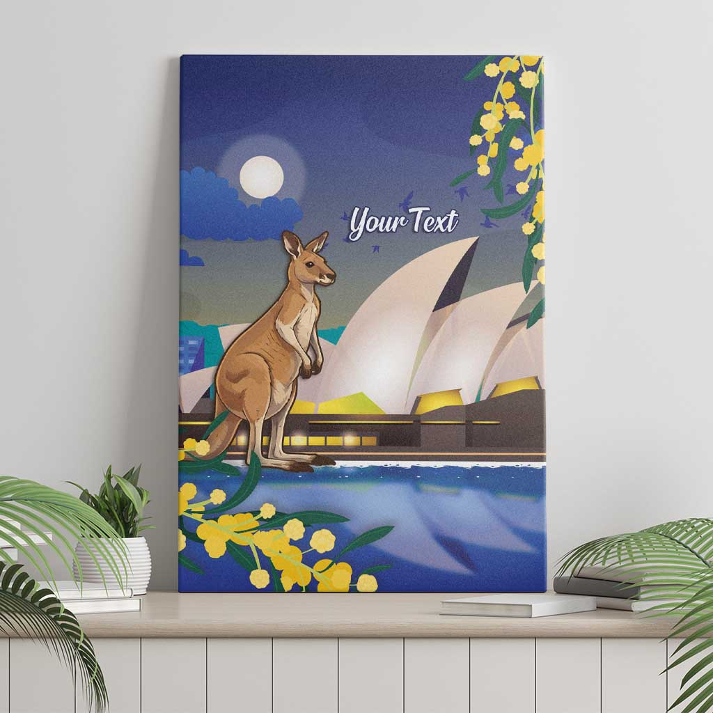 Kangaroo Australia Personalised Canvas Wall Art Aussie Pride Golden Wattle Sydney Opera House