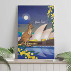 Kangaroo Australia Personalised Canvas Wall Art Aussie Pride Golden Wattle Sydney Opera House