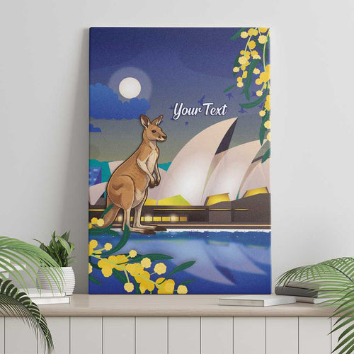 Kangaroo Australia Personalised Canvas Wall Art Aussie Pride Golden Wattle Sydney Opera House