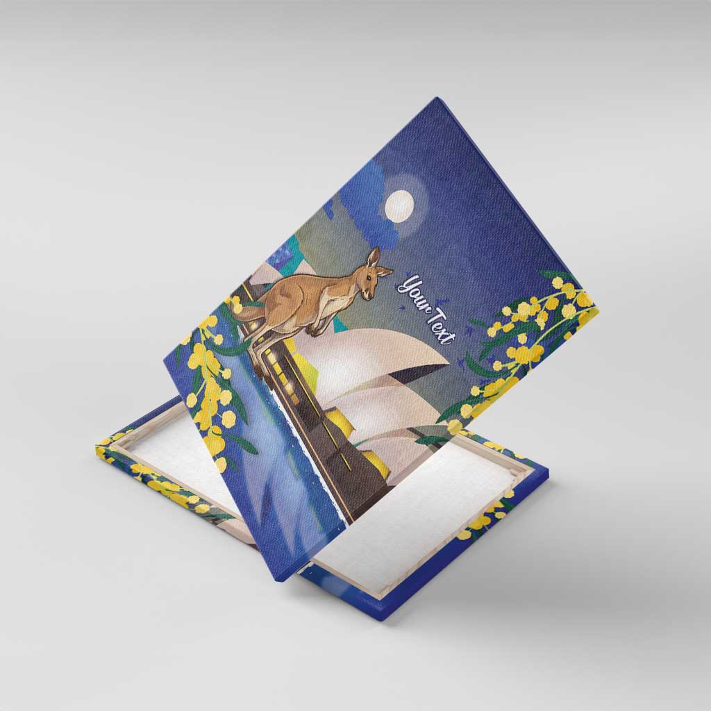 Kangaroo Australia Personalised Canvas Wall Art Aussie Pride Golden Wattle Sydney Opera House