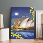 Kangaroo Australia Personalised Canvas Wall Art Aussie Pride Golden Wattle Sydney Opera House