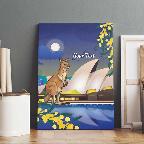 Kangaroo Australia Personalised Canvas Wall Art Aussie Pride Golden Wattle Sydney Opera House