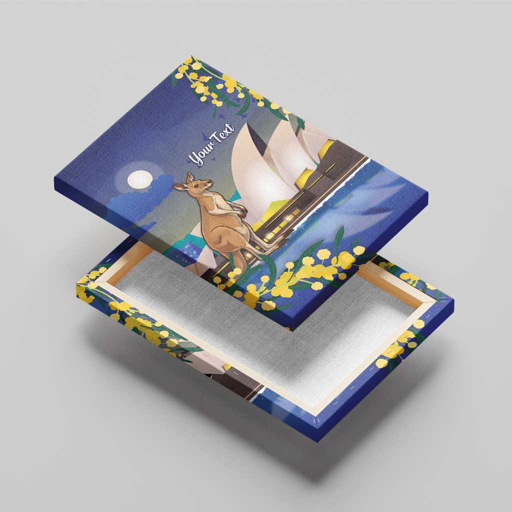 Kangaroo Australia Personalised Canvas Wall Art Aussie Pride Golden Wattle Sydney Opera House