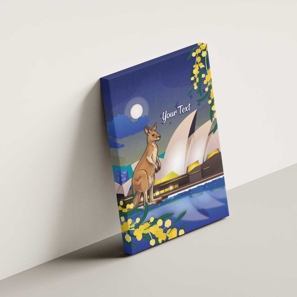 Kangaroo Australia Personalised Canvas Wall Art Aussie Pride Golden Wattle Sydney Opera House