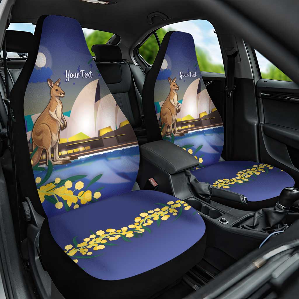 Kangaroo Australia Personalised Car Seat Cover Aussie Pride Golden Wattle Sydney Opera House