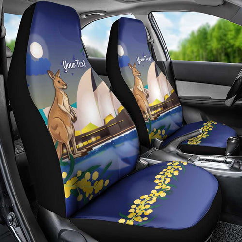 Kangaroo Australia Personalised Car Seat Cover Aussie Pride Golden Wattle Sydney Opera House