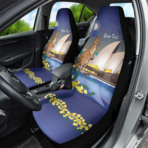 Kangaroo Australia Personalised Car Seat Cover Aussie Pride Golden Wattle Sydney Opera House