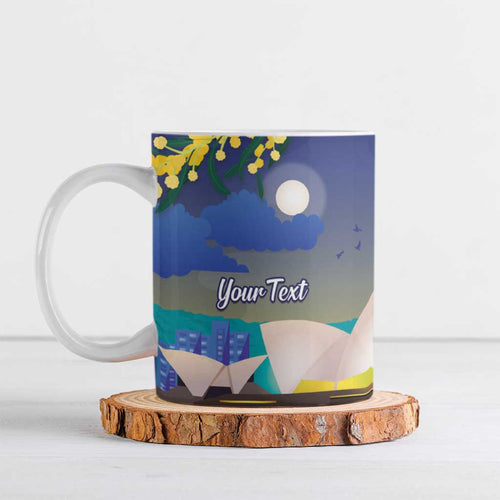 Kangaroo Australia Personalised Ceramic Mug Aussie Pride Golden Wattle Sydney Opera House