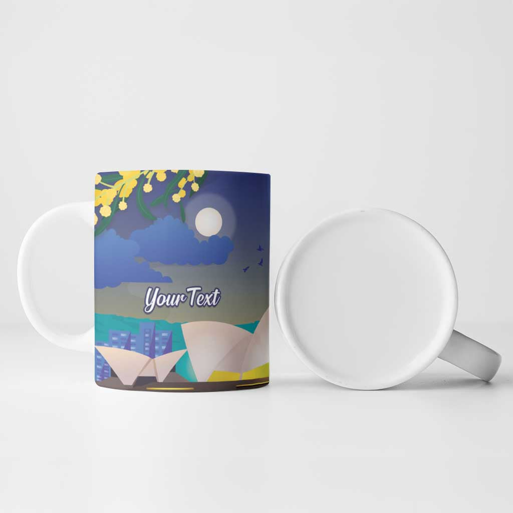Kangaroo Australia Personalised Ceramic Mug Aussie Pride Golden Wattle Sydney Opera House
