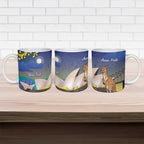 Kangaroo Australia Personalised Ceramic Mug Aussie Pride Golden Wattle Sydney Opera House