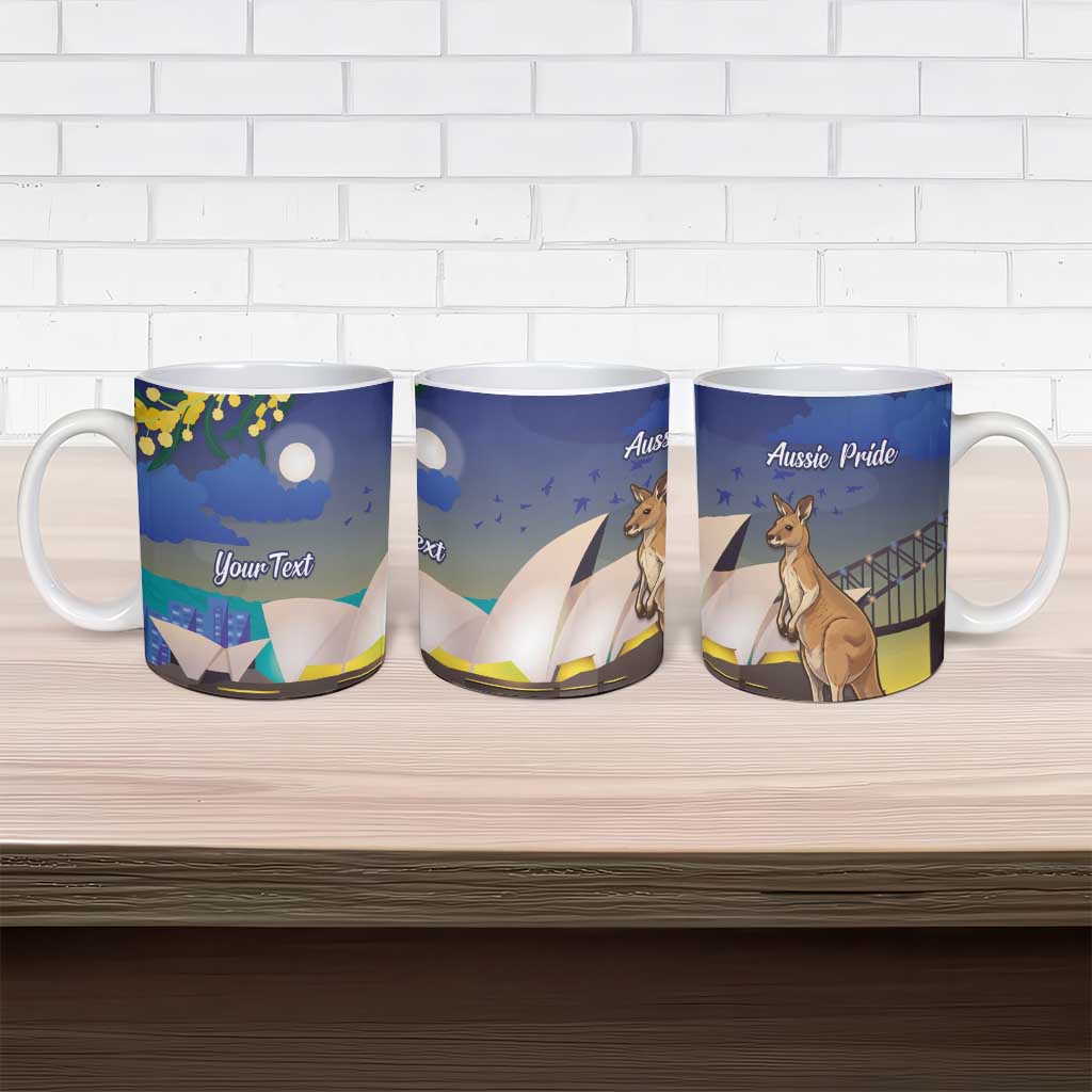 Kangaroo Australia Personalised Ceramic Mug Aussie Pride Golden Wattle Sydney Opera House