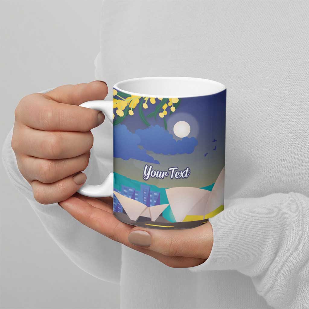Kangaroo Australia Personalised Ceramic Mug Aussie Pride Golden Wattle Sydney Opera House
