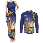 Kangaroo Australia Personalised Couples Matching Tank Maxi Dress and Long Sleeve Button Shirt Aussie Pride Golden Wattle Sydney Opera House