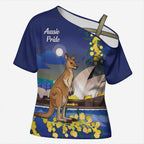 Kangaroo Australia Personalised Cross Shoulder Shirt Aussie Pride Golden Wattle Sydney Opera House