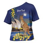 Kangaroo Australia Personalised Cross Shoulder Shirt Aussie Pride Golden Wattle Sydney Opera House