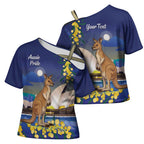 Kangaroo Australia Personalised Cross Shoulder Shirt Aussie Pride Golden Wattle Sydney Opera House