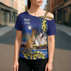 Kangaroo Australia Personalised Cross Shoulder Shirt Aussie Pride Golden Wattle Sydney Opera House