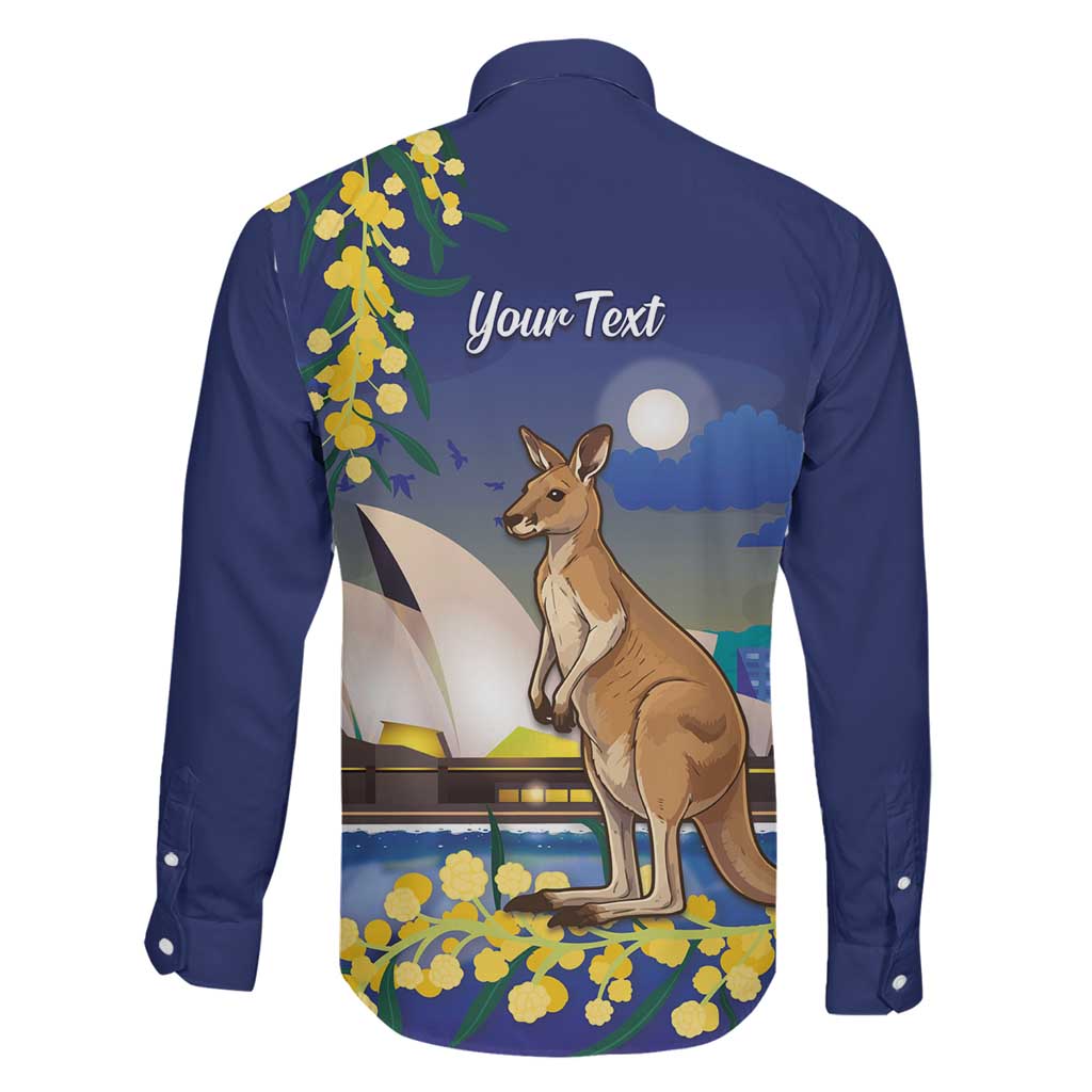 Kangaroo Australia Personalised Family Matching Off Shoulder Maxi Dress and Hawaiian Shirt Aussie Pride Golden Wattle Sydney Opera House
