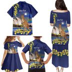 Kangaroo Australia Personalised Family Matching Puletasi and Hawaiian Shirt Aussie Pride Golden Wattle Sydney Opera House