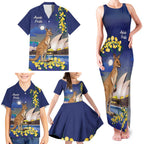 Kangaroo Australia Personalised Family Matching Tank Maxi Dress and Hawaiian Shirt Aussie Pride Golden Wattle Sydney Opera House