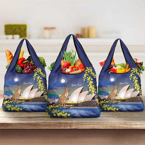 Kangaroo Australia Personalised Grocery Bag Aussie Pride Golden Wattle Sydney Opera House
