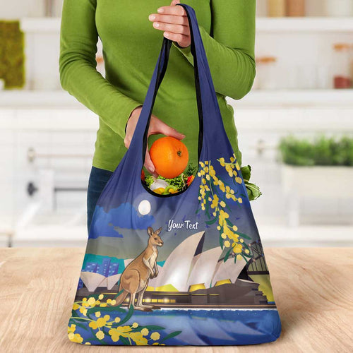 Kangaroo Australia Personalised Grocery Bag Aussie Pride Golden Wattle Sydney Opera House