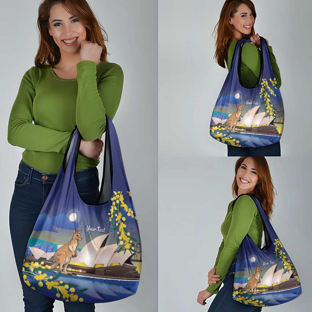Kangaroo Australia Personalised Grocery Bag Aussie Pride Golden Wattle Sydney Opera House
