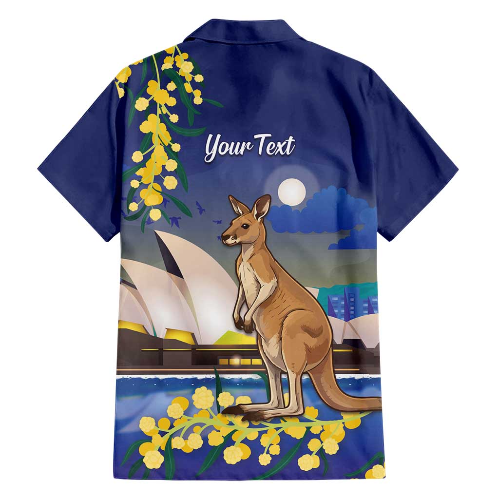 Kangaroo Australia Personalised Hawaiian Shirt Aussie Pride Golden Wattle Sydney Opera House
