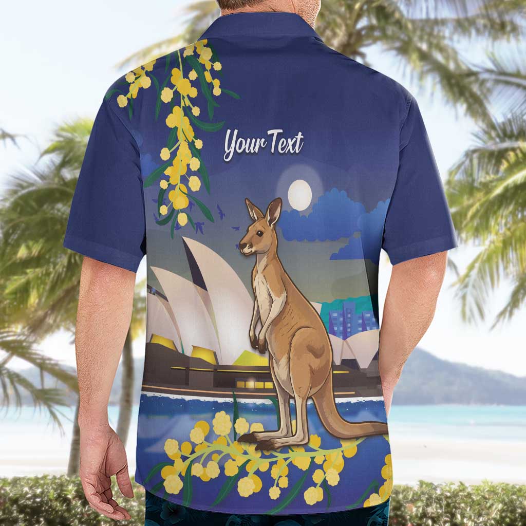 Kangaroo Australia Personalised Hawaiian Shirt Aussie Pride Golden Wattle Sydney Opera House