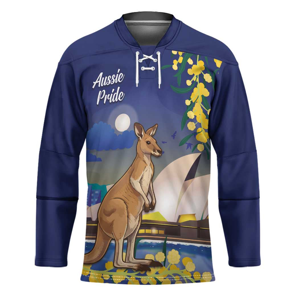 Kangaroo Australia Personalised Hockey Jersey Aussie Pride Golden Wattle Sydney Opera House