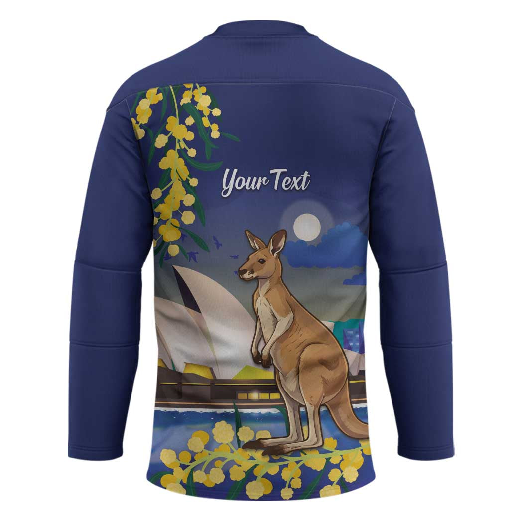 Kangaroo Australia Personalised Hockey Jersey Aussie Pride Golden Wattle Sydney Opera House